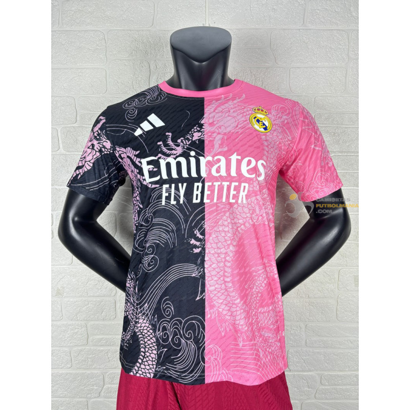 Camiseta Fútbol Real Madrid Edición Especial Dragón Negro Rosa Versión Jugador 2025-2026