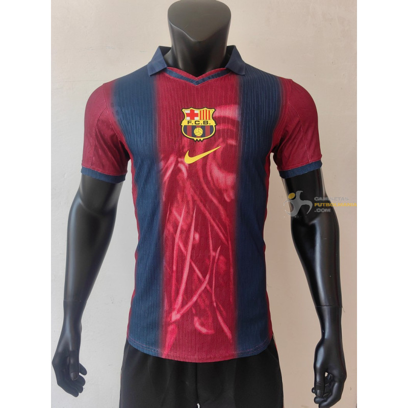 Camiseta Fútbol Barcelona Travis Scott Primera Equipación Skeleton Retro Versión Jugador 2000-2001