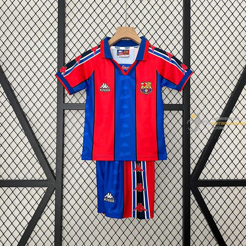 Camiseta y Pantalón Niños Barcelona Primera Equipación Retro Clásica 1995-1997