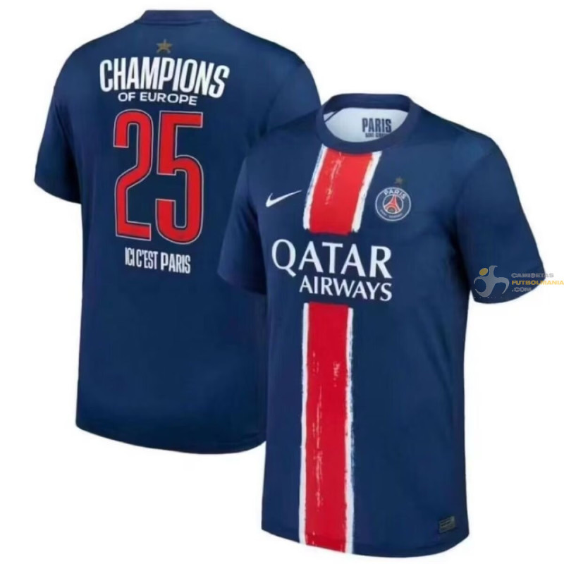 Camiseta Fútbol Paris Saint-Germain Edición Campeón de Europa Primera Equipación 2024-2025