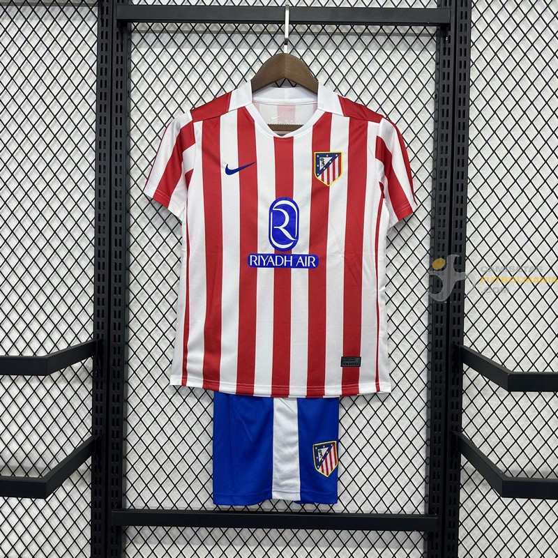 Camiseta y Pantalón Fútbol Niños Atlético de Madrid Primera Equipación 2025-2026