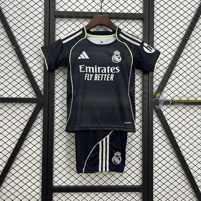 Camiseta y Pantalón Fútbol Niños Real Madrid Segunda Equipación 2025-2026