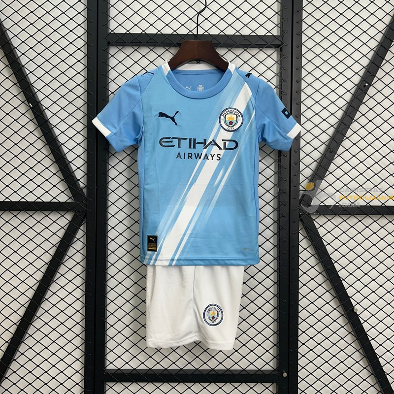 Camiseta y Pantalón Fútbol Niños Manchester City Primera Equipación 2025-2026