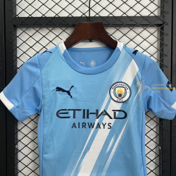 Camiseta y Pantalón Fútbol Niños Manchester City Primera Equipación 2025-2026