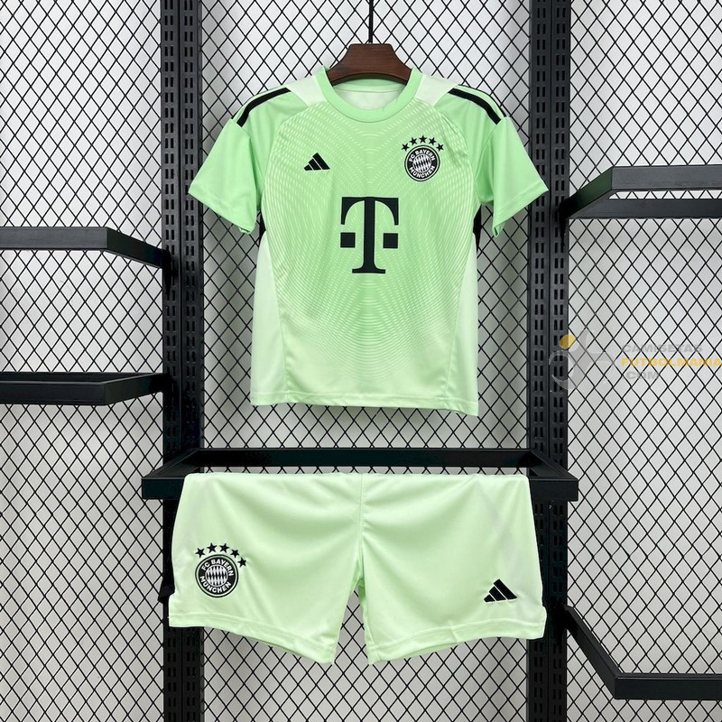 Camiseta y Pantalón Fútbol Niños Bayern Munich Portero Primera Equipación 2025-2026