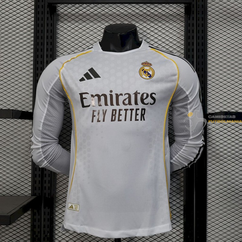 Camiseta Fútbol Real Madrid Primera Equipación Versión Jugador Manga Larga 2025-2026