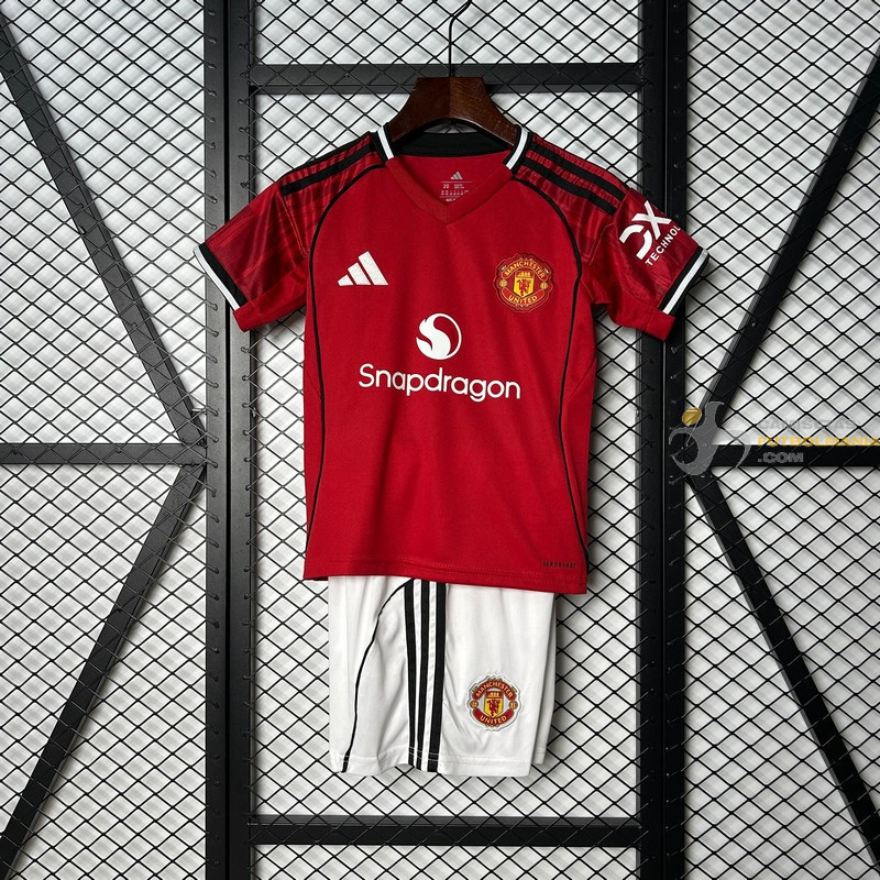 Camiseta y Pantalón Fútbol Niños Manchester United Primera Equipación 2025-2026