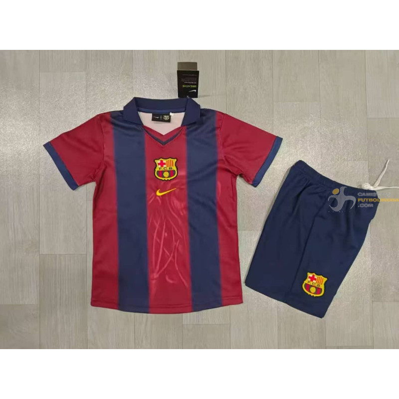 Camiseta y Pantalón Niños Barcelona Travis Scott Primera Equipación Skeleton Retro 2000-2001
