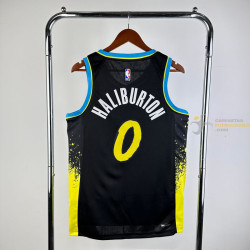 Camiseta NBA Tyrese Haliburton 0 Indiana Pacers Negra 2025