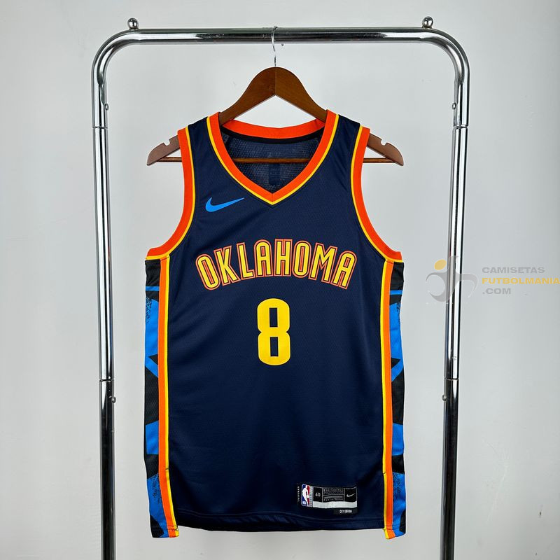 Camiseta NBA Jalen Williams 8 Oklahoma City Thunder Azul Oscuro 2025