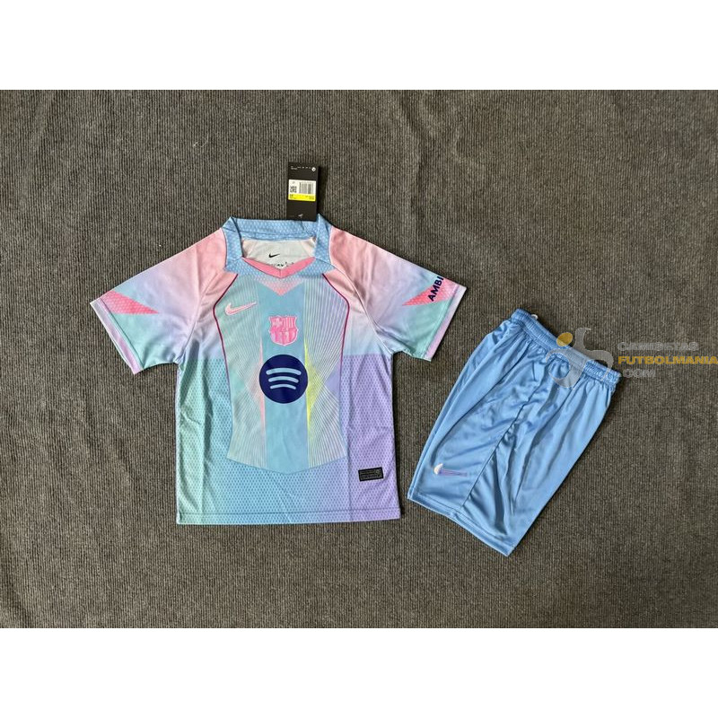 Camiseta y Pantalón Fútbol Niños Barcelona Edición Especial Azul 2025-2026