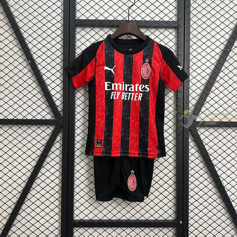 Camiseta y Pantalón Fútbol Niños AC Milan Primera Equipación 2025-2026
