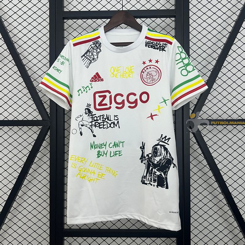 Camiseta Fútbol Ajax Edición Especial Bob Marley Blanca 2025-2026