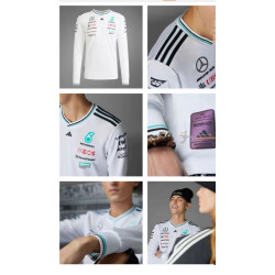 Camiseta F1 Mercedes Racing Team Blanca Manga Larga 2025