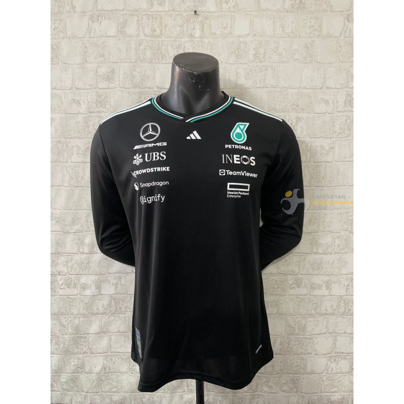 Camiseta F1 Mercedes Racing Team Negra Manga Larga 2025
