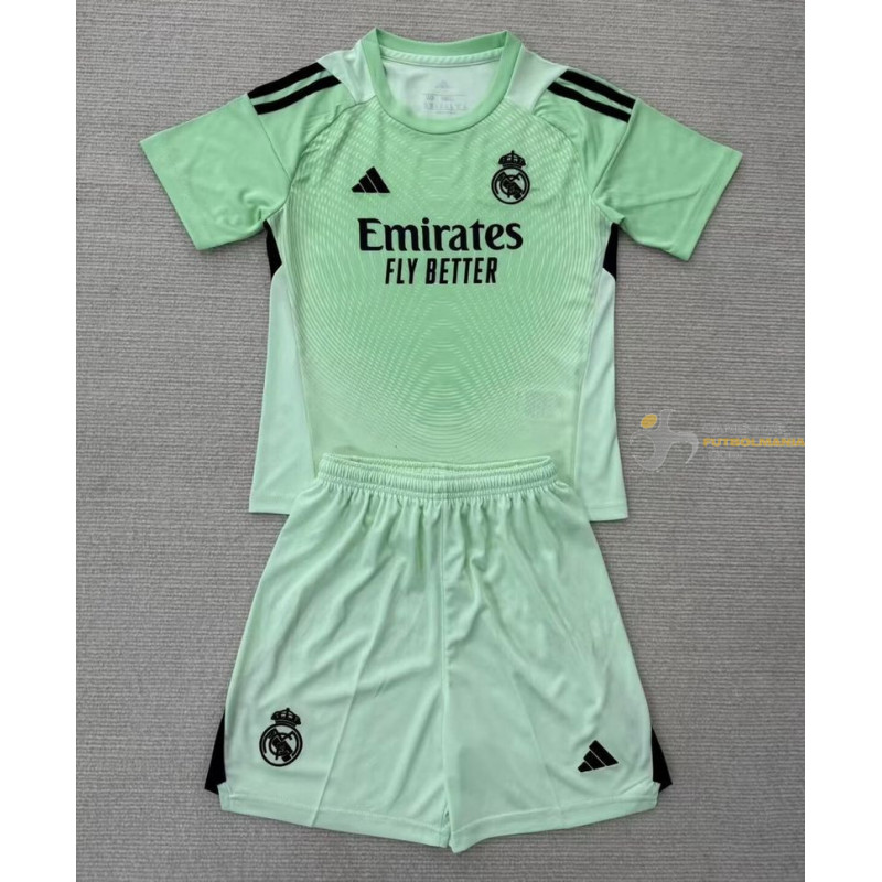 Camiseta y Pantalón Fútbol Niños Real Madrid Portero Verde 2025-2026