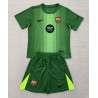 Camiseta y Pantalón Fútbol Niños Barcelona Portero Primera Equipación Verde 2025-2026