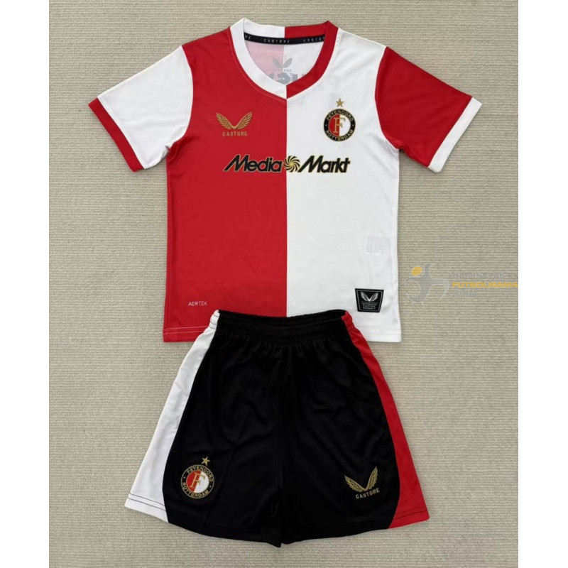 Camiseta y Pantalón Fútbol Niños Feyenoord Primera Equipación 2025-2026