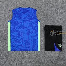 Camiseta Sin Mangas y Pantalón Barcelona Entrenamiento Azul Z 2025-2026