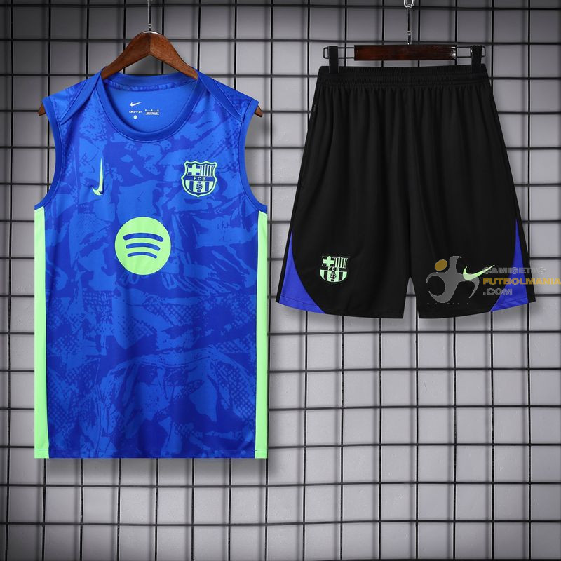 Camiseta Sin Mangas y Pantalón Barcelona Entrenamiento Azul Z 2025-2026