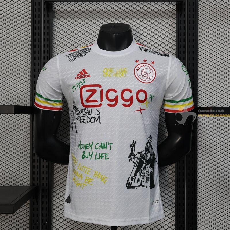 Camiseta Fútbol Ajax Edición Especial Bob Marley Blanca Versión Jugador 2025-2026