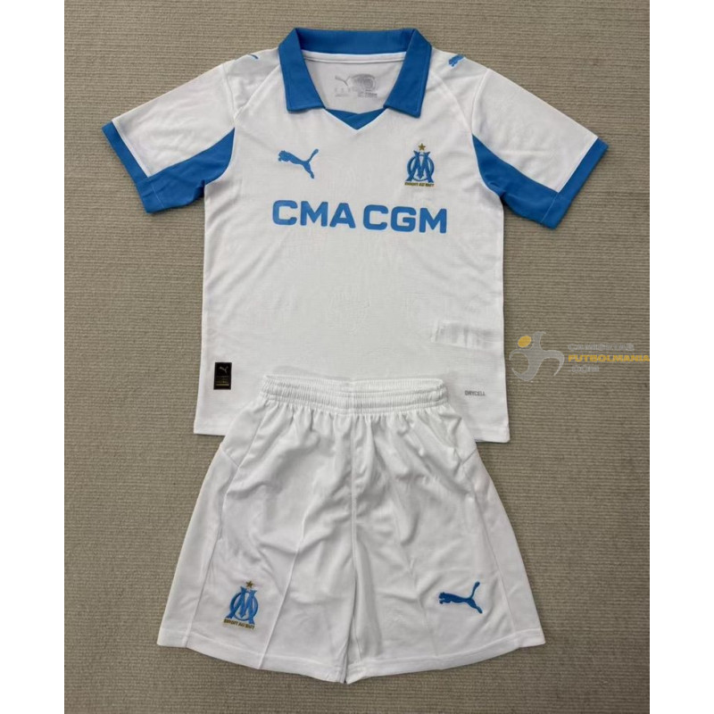 Camiseta y Pantalón Fútbol Niños Olympique de Marsella Primera Equipación 2025-2026