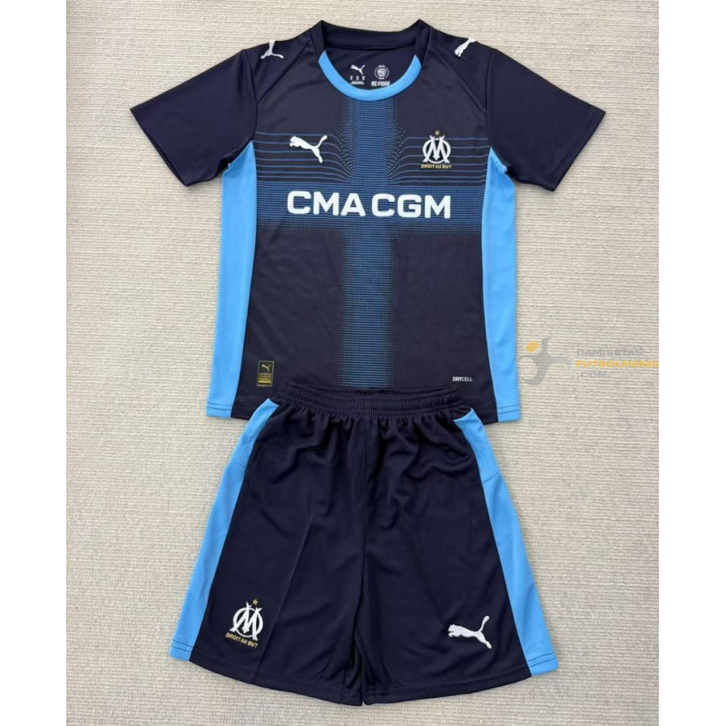 Camiseta y Pantalón Fútbol Niños Olympique de Marsella Segunda Equipación 2025-2026