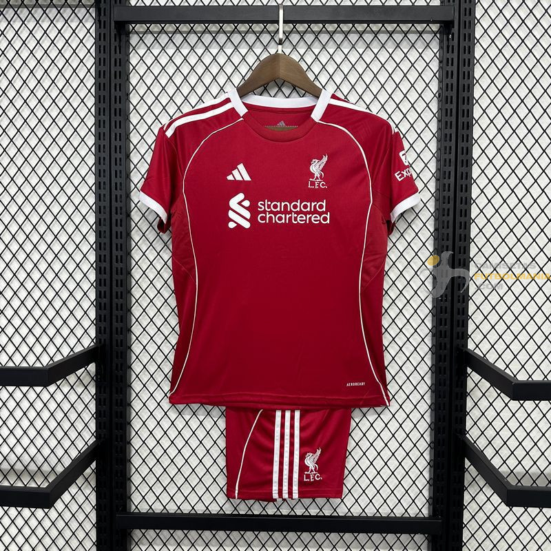 Camiseta y Pantalón Fútbol Niños Liverpool Primera Equipación 2025-2026