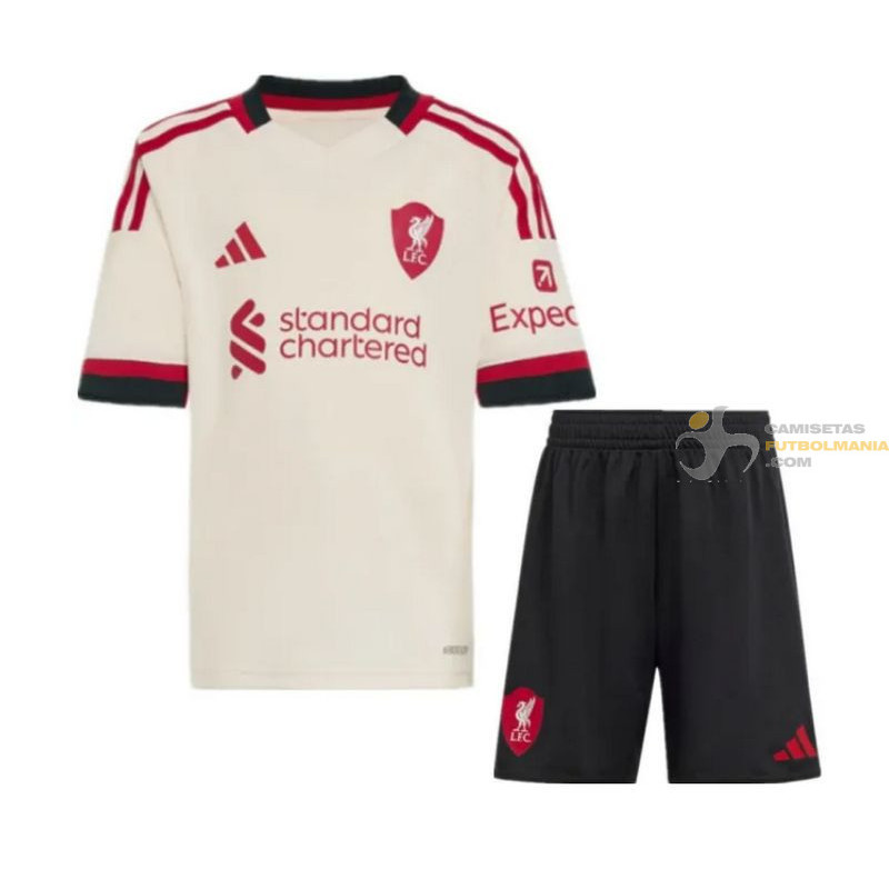 Camiseta y Pantalón Fútbol Niños Liverpool Segunda Equipación 2025-2026
