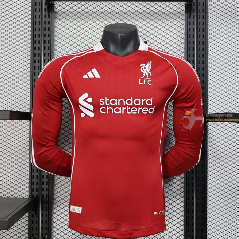Camiseta Fútbol Liverpool Primera Equipación Versión Jugador Manga Larga 2025-2026