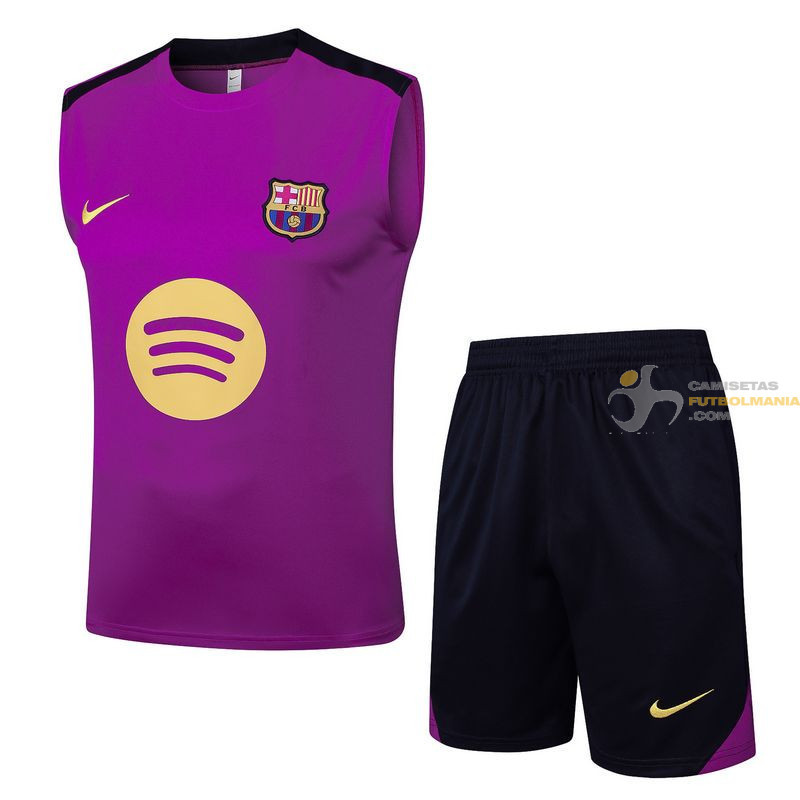 Camiseta Sin Mangas y Pantalón Barcelona Entrenamiento Morado 2025-2026