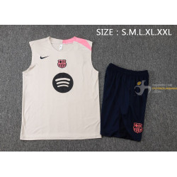 Camiseta Sin Mangas y Pantalón Barcelona Entrenamiento Cream 2025-2026