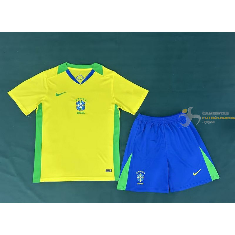 Camiseta y Pantalón Niños Brasil Primera Equipación 2025