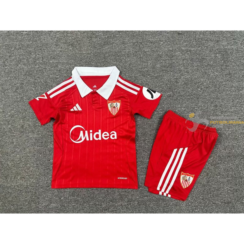 Camiseta y Pantalón Niños Sevilla Segunda Equipación 2025-2026