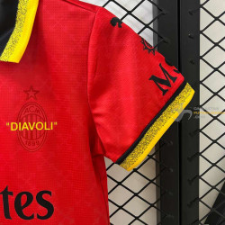 Camiseta y Pantalón Fútbol Niños AC Milan Edición Especial "Diavoli" Roja 2024-2025