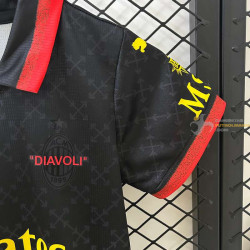 Camiseta y Pantalón Fútbol Niños AC Milan Edición Especial "Diavoli" Negra 2024-2025