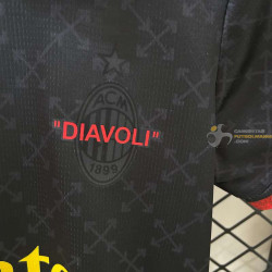 Camiseta y Pantalón Fútbol Niños AC Milan Edición Especial "Diavoli" Negra 2024-2025