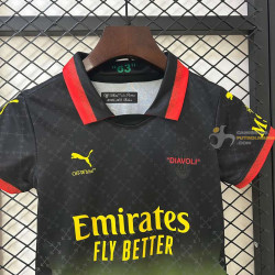 Camiseta y Pantalón Fútbol Niños AC Milan Edición Especial "Diavoli" Negra 2024-2025