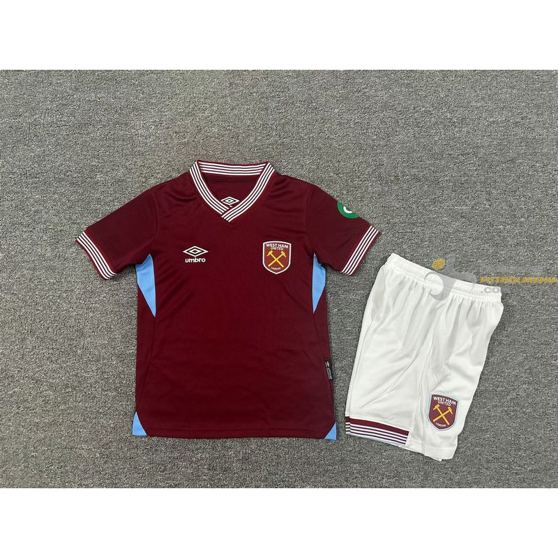 Camiseta y Pantalón Niños West Ham United Primera Equipación 2025-2026