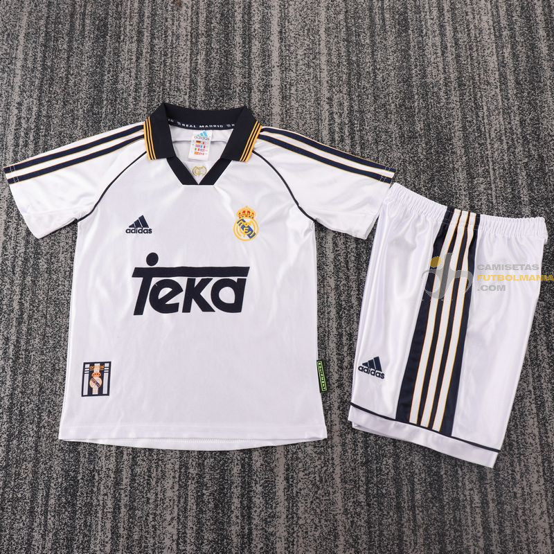Camiseta y Pantalón Niños Real Madrid Primera Equipación Retro Clásica 1998-2000