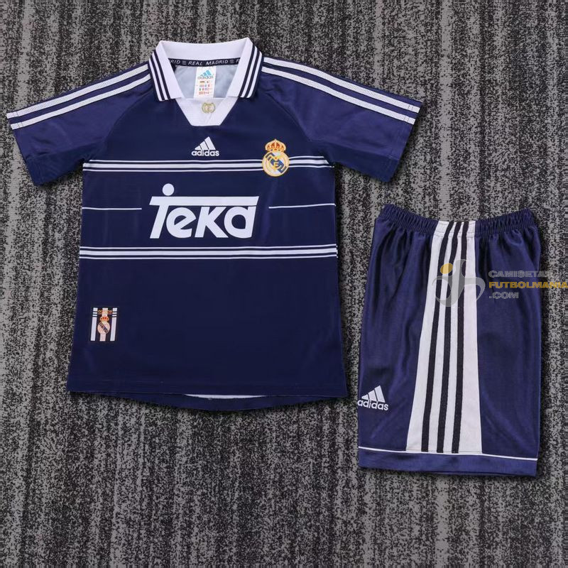 Camiseta y Pantalón Niños Real Madrid Segunda Equipación Retro Clásica 1998-1999
