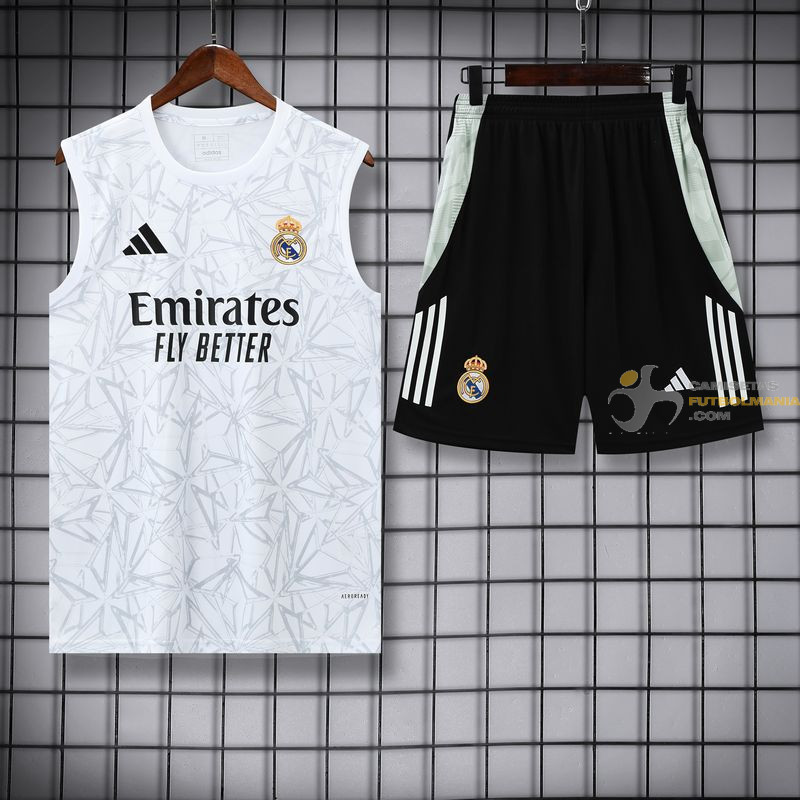 Camiseta Sin Mangas y Pantalón Entrenamiento Real Madrid Blanca 2025-2026