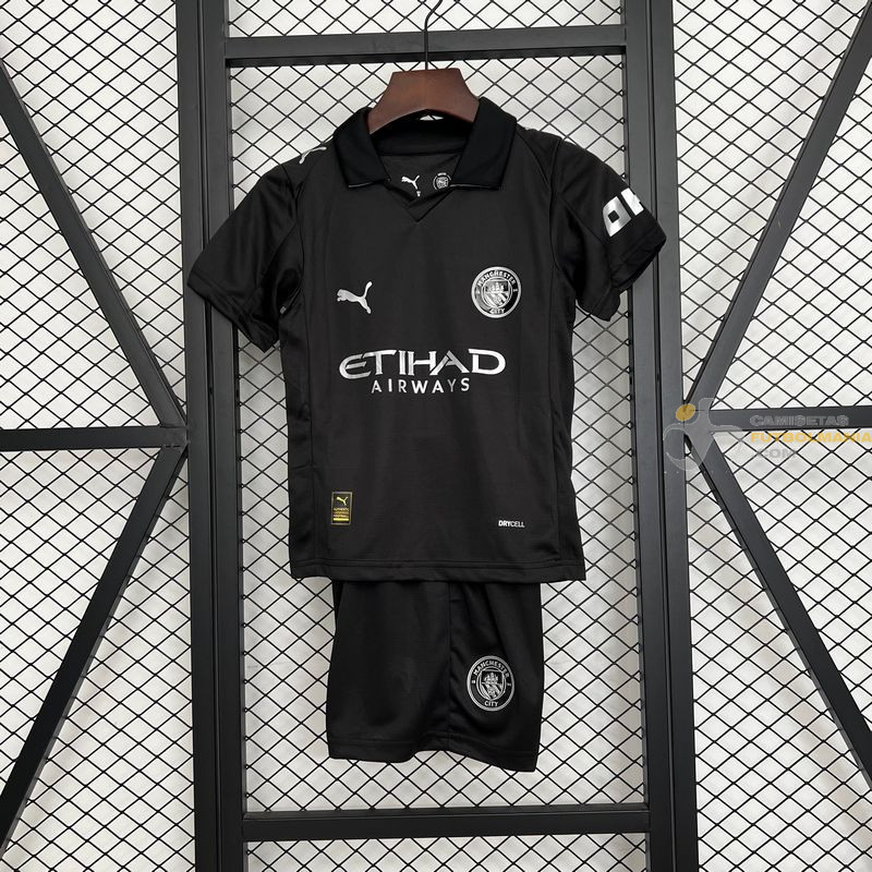 Camiseta y Pantalón Fútbol Niños Manchester City Segunda Equipación 2025-2026