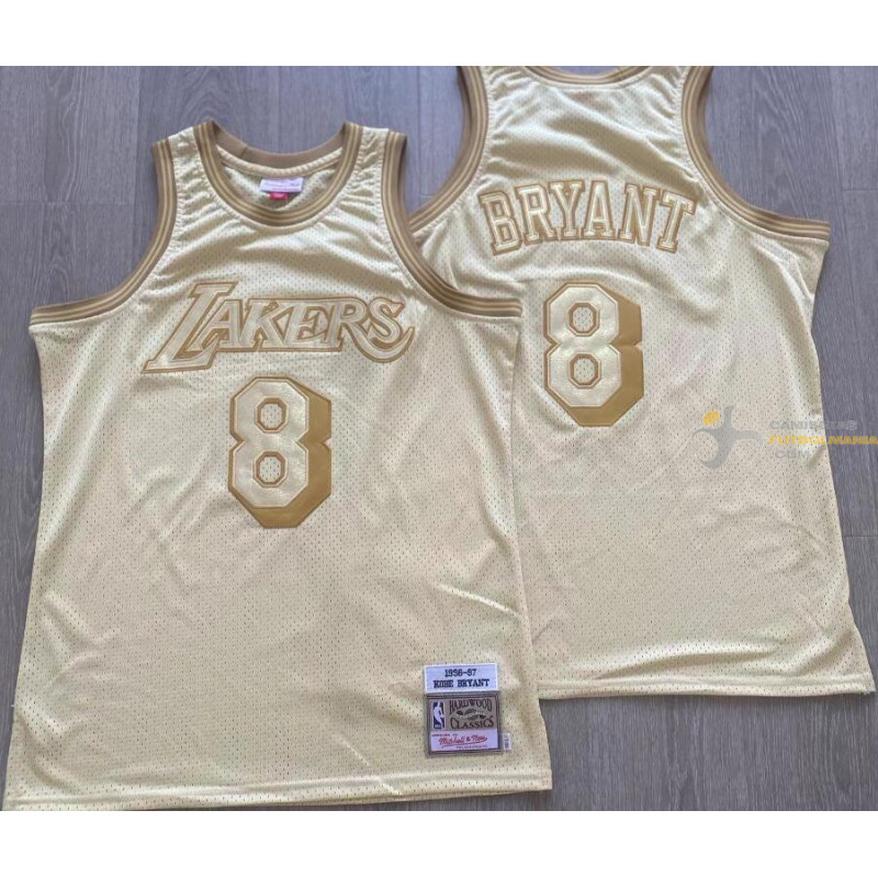 Camiseta NBA Kobe Bryant 8 de Los Angeles Lakers Retro Clásica Gold Edition 1996-1997