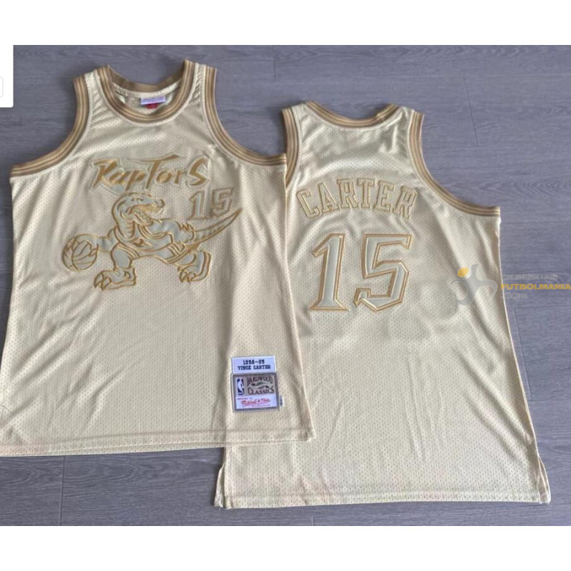 Camiseta NBA Vince Carter 15 de los Toronto Raptors Retro Clásica Gold Edition 1998-1999