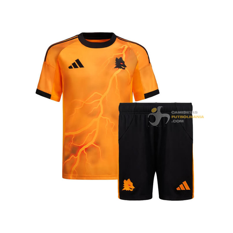 Camiseta y Pantalón Fútbol Niños Roma Segunda Equipación 2025-2026