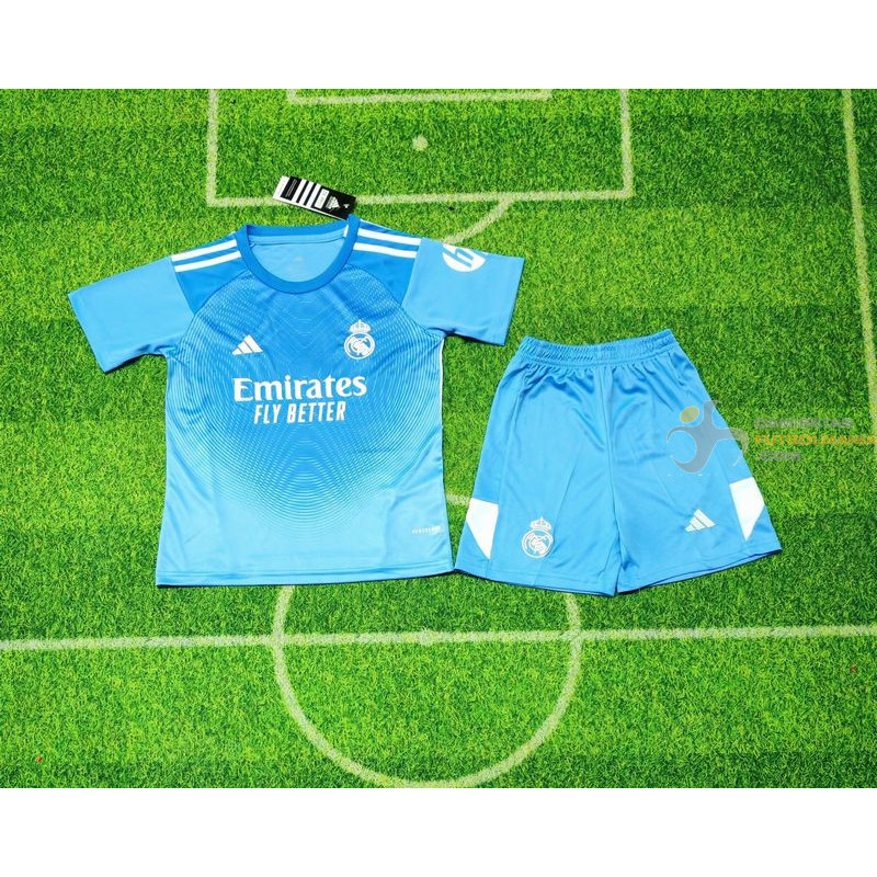 Camiseta y Pantalón Fútbol Niños Real Madrid Portero Azul 2025-2026