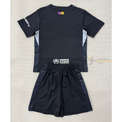 Camiseta y Pantalón Fútbol Niños Barcelona Portero Tercera Equipación Negra 2025-2026