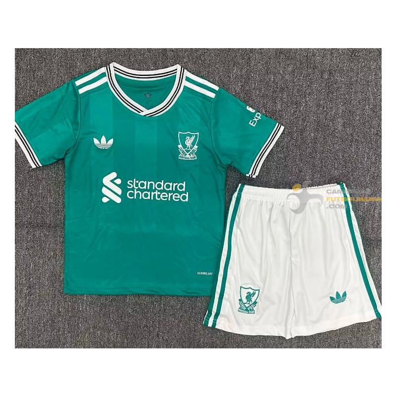 Camiseta y Pantalón Fútbol Niños Liverpool Tercera Equipación 2025-2026