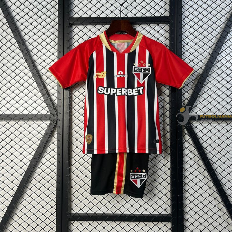 Camiseta y Pantalón Fútbol Niños Sao Paulo Segunda Equipación 2025-2026